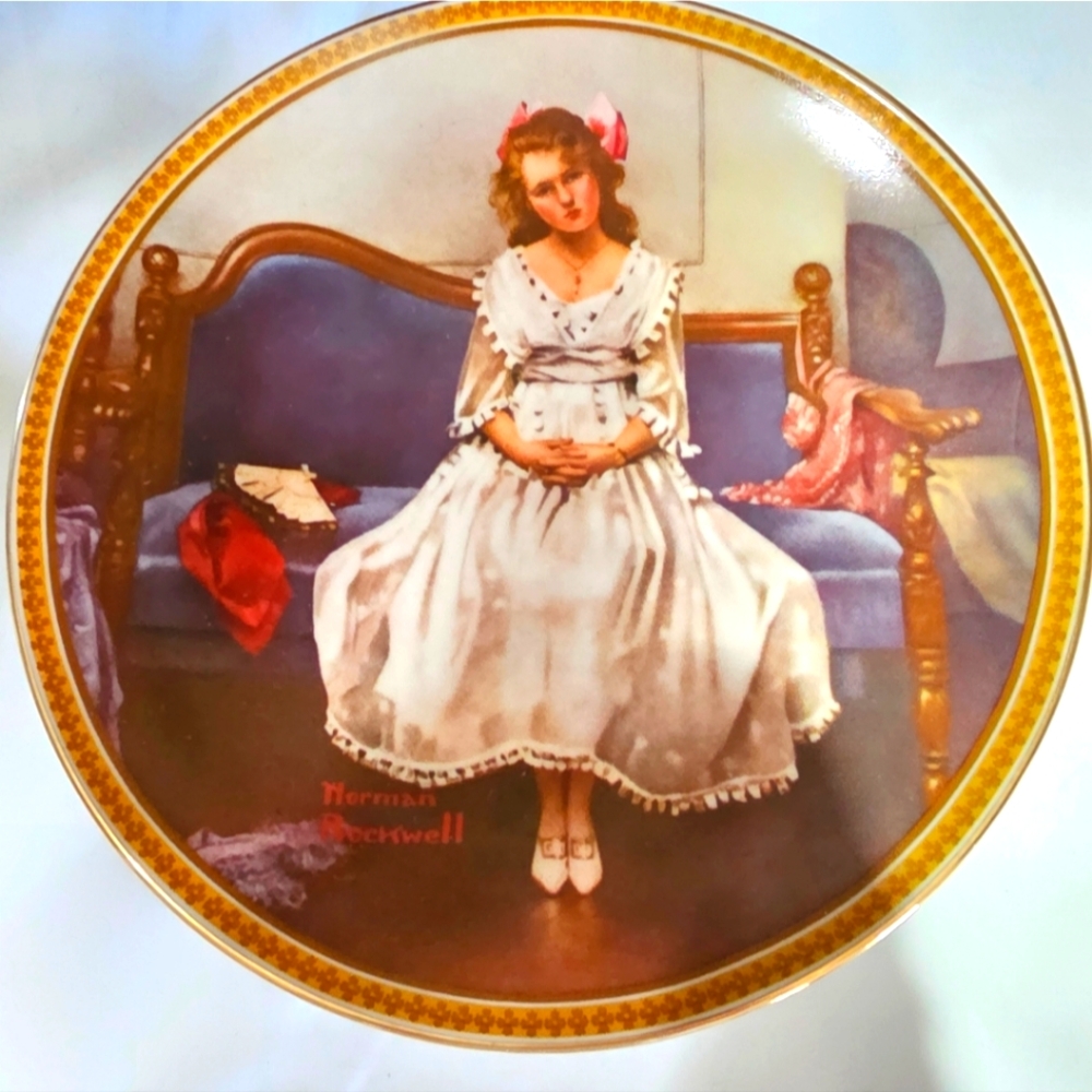 Norman Rockwell Waiting At The Dance Porcelain Limited Edition Plate